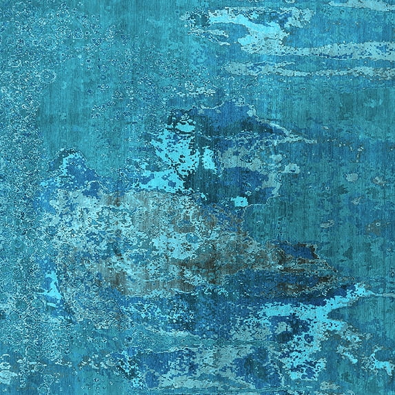 Ahgly Company Indoor Square Oriental Light Blue Industrial Area Rugs, 3' Square