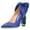 Blue, variant on FSJ Women Stylish Pointed Closed Toe Pumps Crystal Chunky Block High Heels Slip On Unique Curly Back Wedding Dress Shoes Size 8 Black