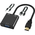 thumbnail image 1 of JZMATECH HDMI to VGA Adapter 1080P, HDMI to VGA (Male to Female) HDTV Converter with Audio Cable and Mirco USB Charging Cable for PC, Laptops, HDTV Projector, PS4/3 Xbox, 1 of 5