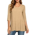 thumbnail image 5 of ZORYEVY Womens T-Shirts 3/4 Sleeve Sports Casual Winter V-neck Solid Color Tops, 5 of 7