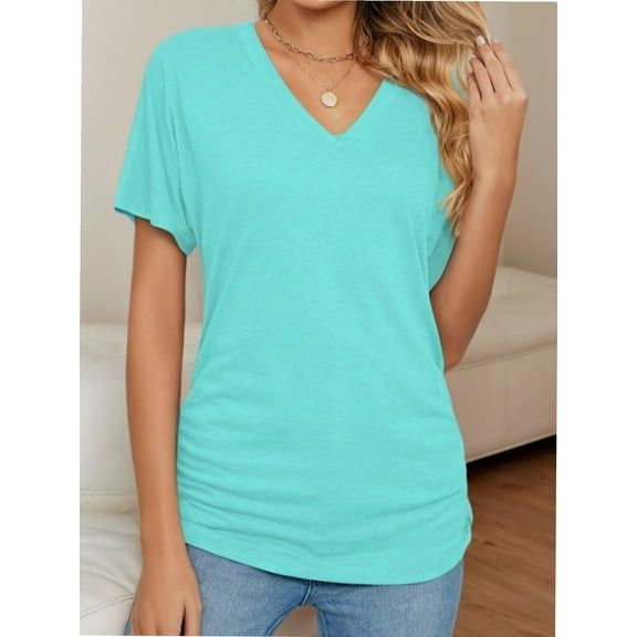 Womens T Shirts V Neck Short Sleeve Casual Loose Tees Tops Trending