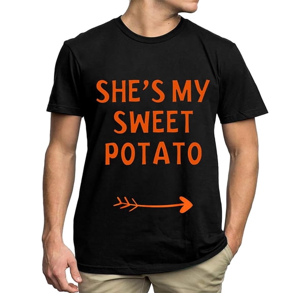 Tiqkatyck Womens Long Sleeve Shirts, Couples Matching Shirt Shes My Sweet Potato I Yam Set Gift T Shirts Womens Clothes T Shirts for Women Black L