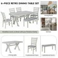 thumbnail image 6 of Dining Table Set for 6, Dining Room Set with Bench and Chairs, 6 Piece Farmhouse Dining Set, Wood Dining Table with Unique Legs, FURNINEST Dining Table Set Furniture for Kitchen Dining Room, Gray, 6 of 10