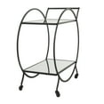 thumbnail image 5 of DecMode 14" x 30" Black Metal Rolling 2 Mirrored Shelves Bar Cart with Wheels and Handle, 1-Piece, 5 of 11