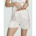 thumbnail image 4 of Real Essentials 3 Pack: Women's Silk Satin Cami Pajama Set With Shorts Lace Trim Lingerie Sleepwear, 4 of 6
