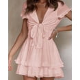 thumbnail image 5 of Vestido PRETTYGARDEN Verano 2025 Escote en V Lazo Rosa M, 5 of 5
