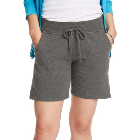 Hanes Women's Jersey Pocket Shorts, 7" Charcoal Heather S
