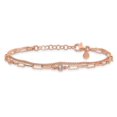 thumbnail image 3 of Sterling Silver Rose Gold-plated CZ 2 Strand 6.75in w/1in ext. Bracelet, 3 of 6