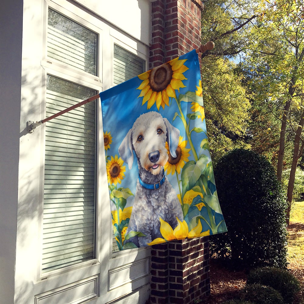 Bedlington Terrier in Sunflowers House Flag 28 in x 40 in