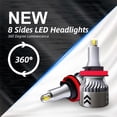 thumbnail image 4 of Combo 6000K White 9005+H11 LED Headlight Bulbs High&Low Beam Kit 144W 16000LM US, 4 of 5