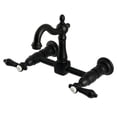 thumbnail image 1 of Kingston Brass KS2440BAL Heirloom Two-Handle Wall Mount Kitchen Faucet, Matte Black, 1 of 1