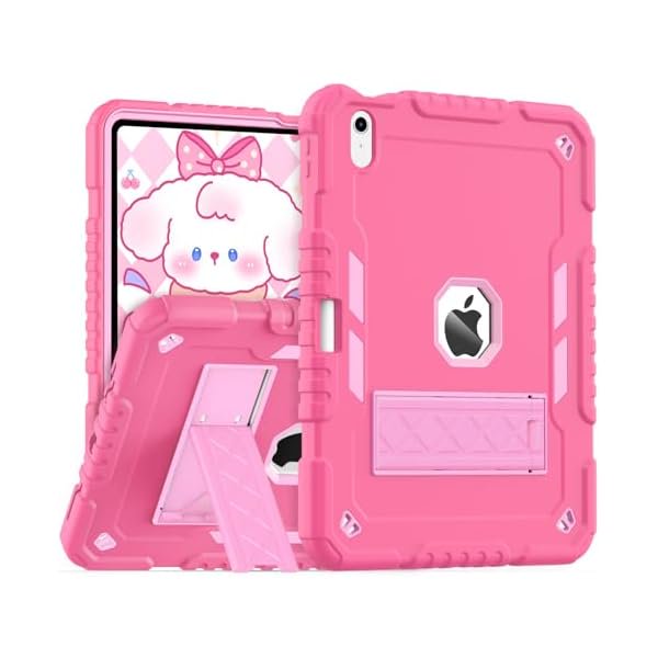 wonim11 for iPad (A16) Case 11th Generation 11 inch 2025 / iPad 10th Generation 10.9 inch 2022, Heavy Duty Durable i Pad 11/10 th Gen Cover with Pencil Holder/Stand for Kids Girls (Pink)
