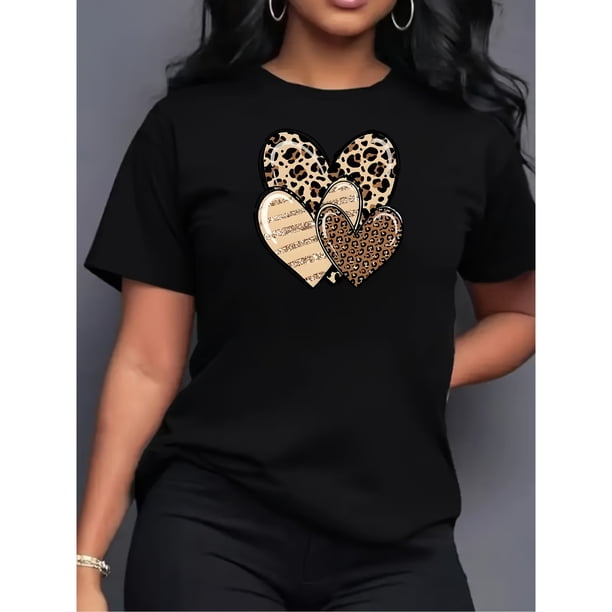 Camiseta de mujer con estampado de tres corazones