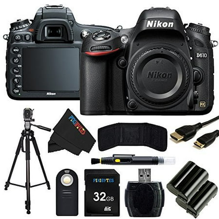 Nikon D610 24.3 MP CMOS FX-Format Digital SLR Camera (Body Only) + 16GB Pixi-Advanced Accessory