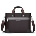 thumbnail image 2 of Dsscvnef Men's Shoulder Bag Crossbody Briefcase Large Capacity PU Leather Retro Computer Bag Multifunctional Work Travel, 2 of 4