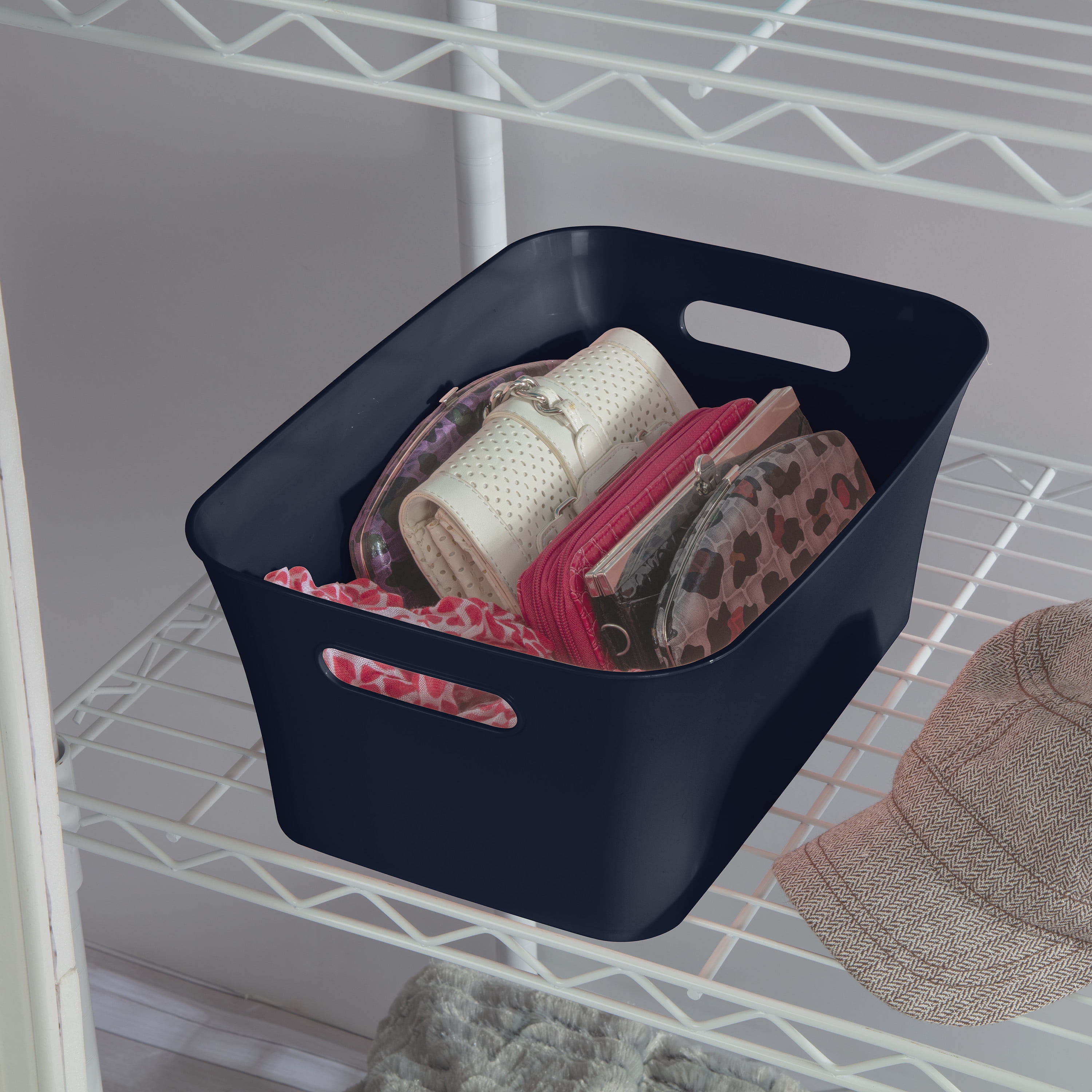 Mainstays Medium Bin Plastic, Blue Cove