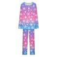 thumbnail image 3 of Hueook Cotton Pajamas for Women Set Womens Pajamas Set Women Fashionable Christmas Printed Round Neck Button Up Long Sleeved Pants Pajama Set Multicolor XL, 3 of 3