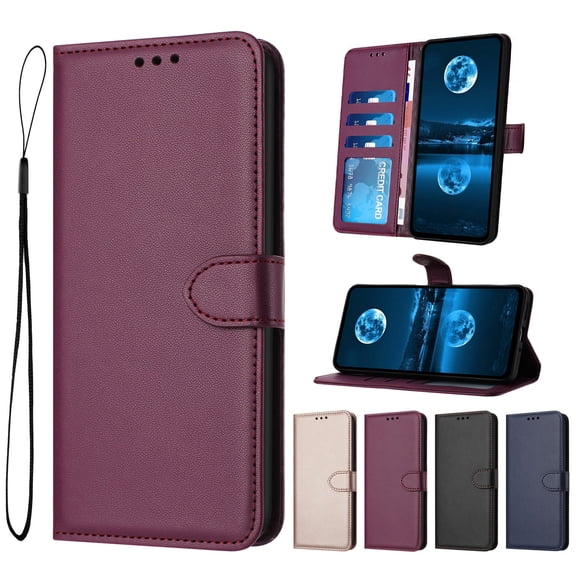 Premium PU Leather Wallet Phone Case For Samsung Galaxy A14 5G, Flip Folio Cover with Card Slots, RFID Blocking, Kickstand, Magnetic Closure, Wrist Strap, Shockproof Protective Case,Purple