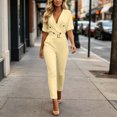thumbnail image 4 of Sunnin Womens Jumpsuit Belted Waist Pockets Short Sleeve Collared Slim Long Pants XS-L, 4 of 6