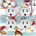thumbnail image 4 of Metal Light Switch Plate Cover Cotton Flower Teal Stripes FLW021, 4 of 15
