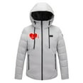 thumbnail image 2 of Unisex Heated Hoodie Jackets,Heated Jacket 9 Heating Zones Heated Coat Heart Print Detachable Hood,Heated Coat with USB Smart Dual control (Battery Not Included), 2 of 9