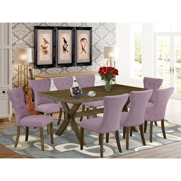 East West Furniture X777Ga7409 9Piece Kitchen Set 8 Parson Chair and a Dining Room Table