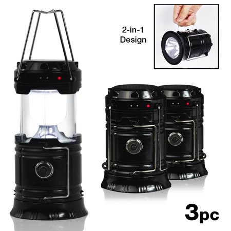 - Loadstone Studio |3-Pack| Outdoor Camping LED Lantern 2-in-1 Solar and Cable Charging and Built-in Power Ban, WMLS4751