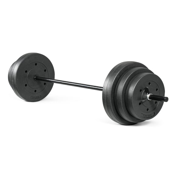 Cap Standard 4.5 Foot Hollow Straight Weightlifting Exercise Bar with 100lb Vinyl Weight Plate Set