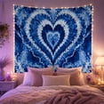 thumbnail image 2 of Tie Dye Heart on Textured Blue Background, Serene Boho for Bohemian Home Decor Lovers, Decorative Wall Art, Valentine's Day Gift, Tapestry Wall Hanging for Bedroom and Living Room, 2 of 7