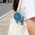 thumbnail image 5 of Mini USB Rechargeable Handheld Fan with Desktop Base, Portable Small Electric Fan for and Outdoor Use, Quiet Cooling Fan, Perfect for Personal Cooling at Home/Travel/Easter Gifts, 6*1.6in, Green, 5 of 6