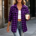 thumbnail image 4 of Edvintorg Jacket Women Plaid Lightweight Long Sleeve Button Down Casual Coat with Pocket Womens Trendy Clothes S-2XL Purple, 4 of 7
