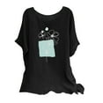 thumbnail image 2 of Going Out Tops for Women Viikei Womens Tops Clearance under $5,Women's Fashion Print Tees Casual Crew Neck Raglan Short Sleeve Loose T Shirt Linen Blouses Black XXL, 2 of 5