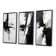 thumbnail image 3 of Designart "Minimalism on the Other Side Black & White Abstract" Abstract Painting Framed Wall Art Set Of 3 - Black Modern Frame Canvas Set For Living Room Decor, 3 of 6