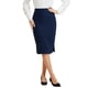 thumbnail image 1 of Falda Lápiz de Mujer Inspire Chic de Cintura Alta con Abertura y Cierre Invisible, Falda de Trabajo, Talla L, Azul Oscuro, 1 of 6
