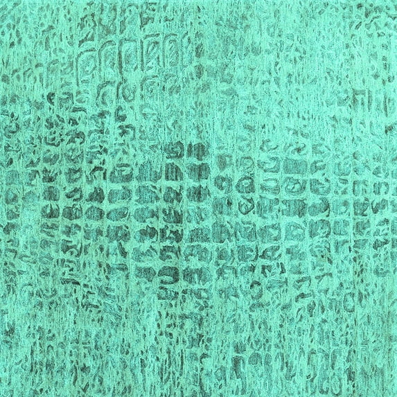 Ahgly Company Machine Washable Indoor Square Abstract Turquoise Blue Contemporary Area Rugs, 3' Square