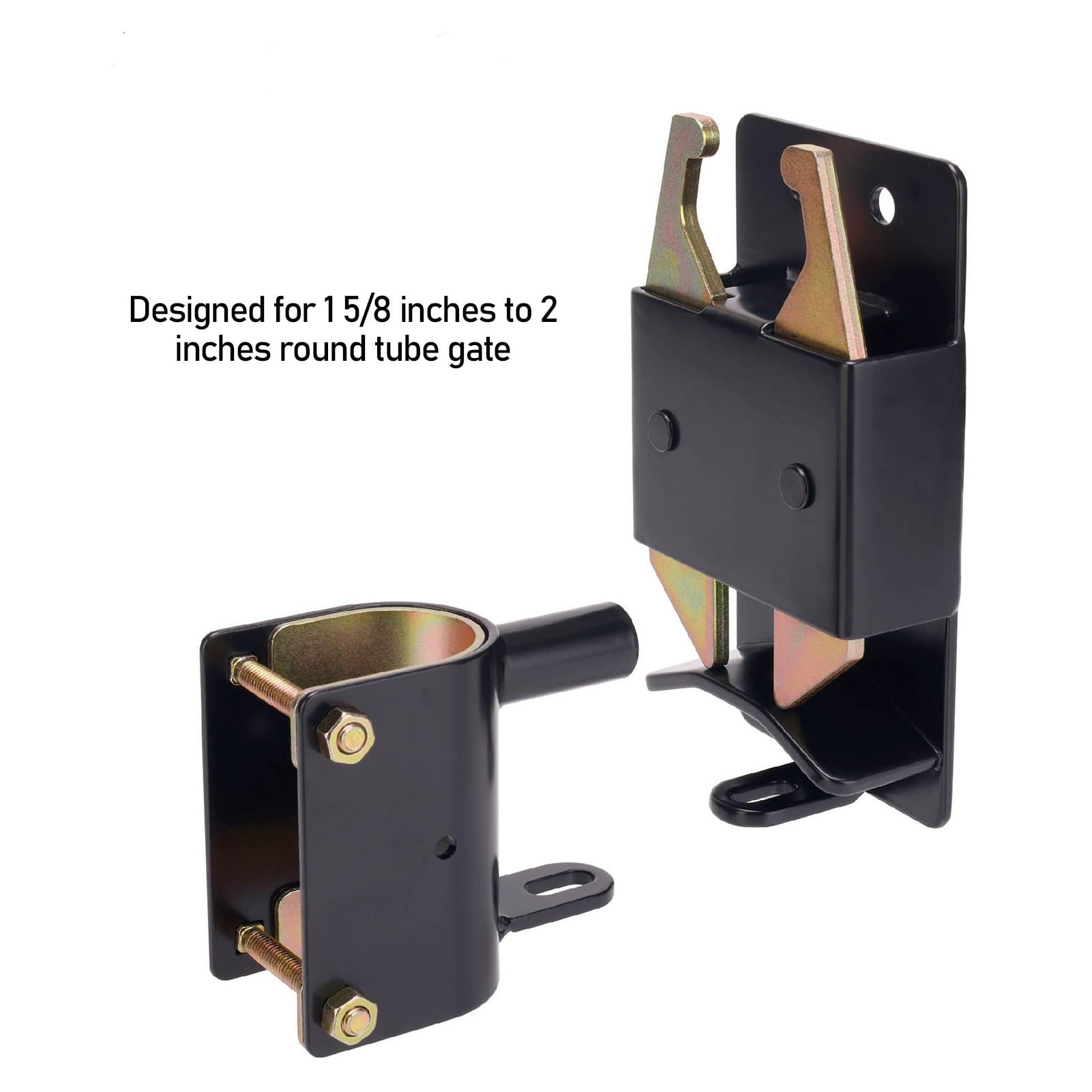 NFTIGB 2 Way Gate Latch Lockable Anti Sag Sturdy Construction Black Farm Gate Latch for 1 5/8in to 2in Round Tube Gate (15.00 cm / 5.91 inches)