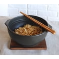thumbnail image 4 of Japanese Black Donabe Ceramic Hot Clay Pot Bowl Casserole 32oz With Wooden Base, 4 of 4