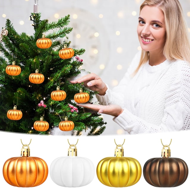 Xihbxyly Colgante de Calabaza de Halloween, Juego de 12 Piezas, Diseño Colorido Mate, Cuerda Dorada Preensamblada, Decoración Navideña, Decoración para Fiestas, Acción de Gracias, Navidad, Tamaño de