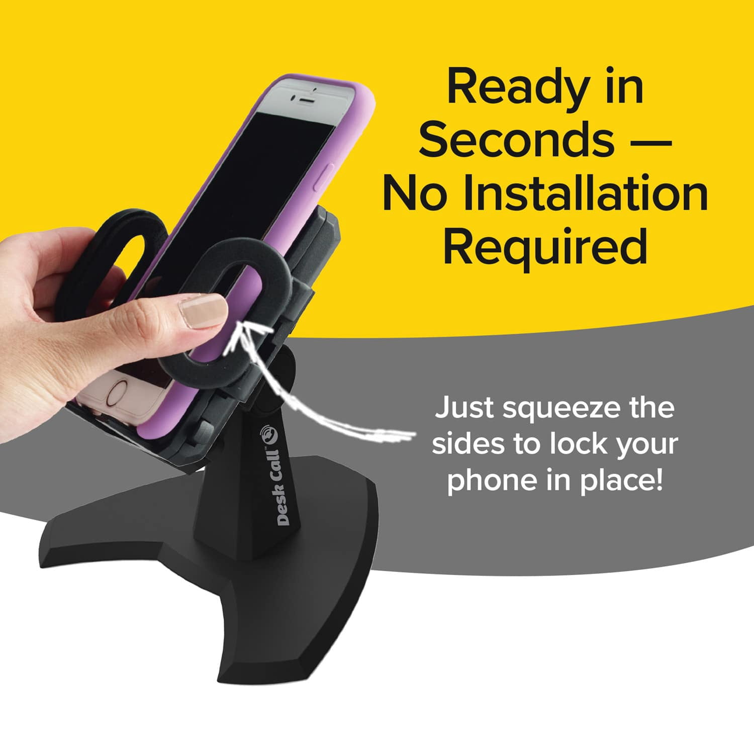 by Cup Call Desktop Phone Mount - View Your Cell Phone at Any Angle - Fully Adjustable Phone Stand Great for Video Chatting - Tilts & Rotates for Easy Viewing - Easy Phone Charging Access