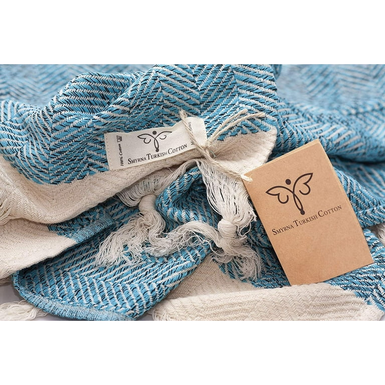 SMYRNA TURKISH COTTON Herringbone Series Hand Towels-Set of 2