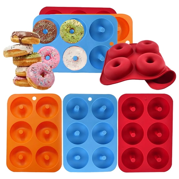 Clearance Under $1.99 Silicone Donut Baking Pan 6-Cavity Non-Stick Mold for Donuts Muffins Cupcakes Pastry