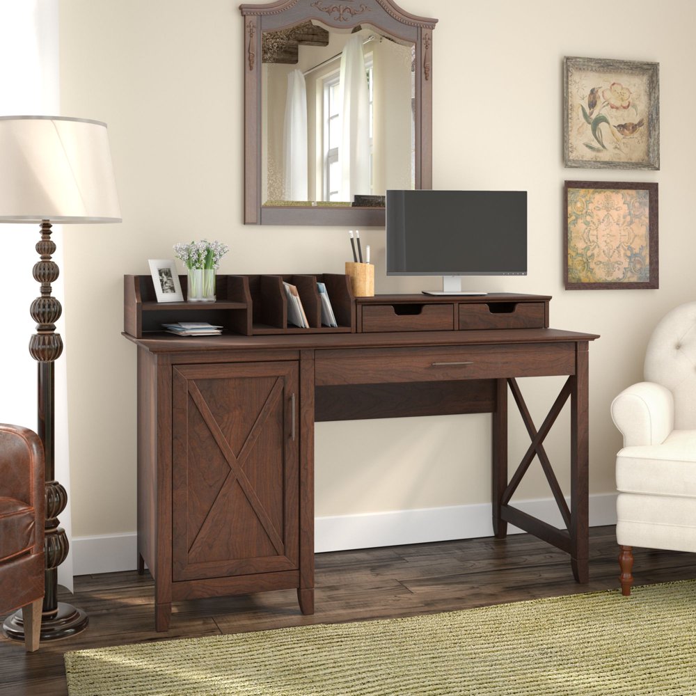 Bush Furniture Key West 54W Computer Desk with Storage and Desktop