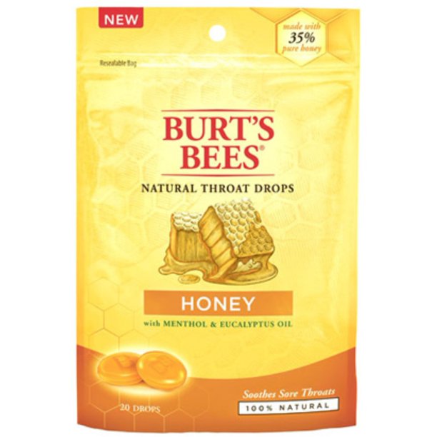 Burt's Bees Natural Throat Drops, Honey 20 ea (Pack of 4)