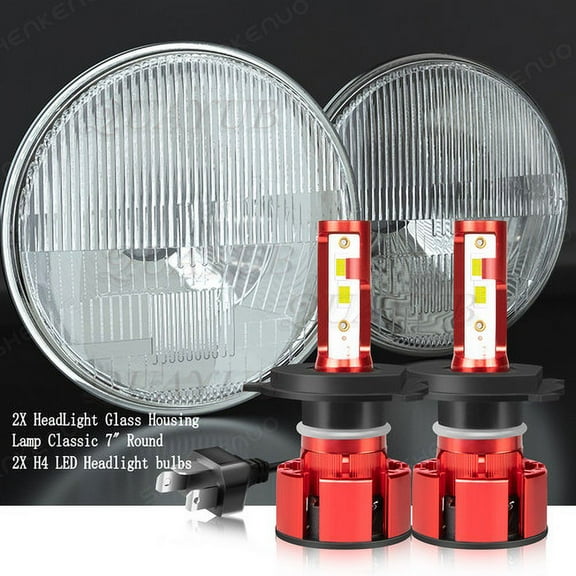 Pair 7" Inch Round LED Headlights Hi/LO Sealed Beam For GMC C15 C25 C35 Pickup