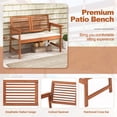 thumbnail image 3 of Barara King Garden Bench Porch Bench, Patio Picnic Bench, 2-Person Solid Wood Patio Bench with Backrest and Cushion, 3 of 6