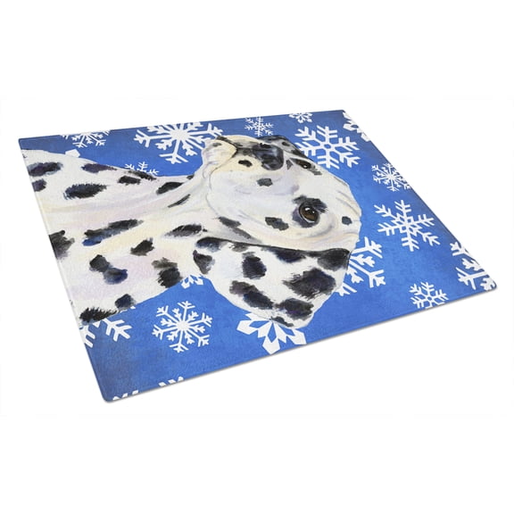 Caroline's Treasures Dalmatian Winter Snowflakes Holiday Glass Cutting Board Large