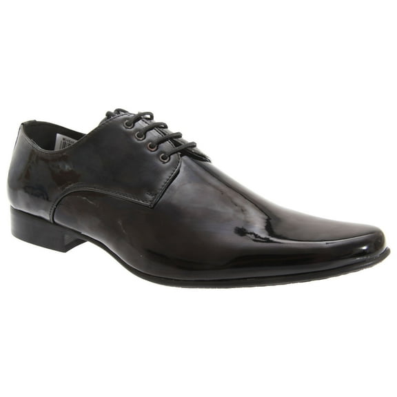 Goor Mens Patent Leather Lace-Up Chisel Toe Gibson Dress Shoes
