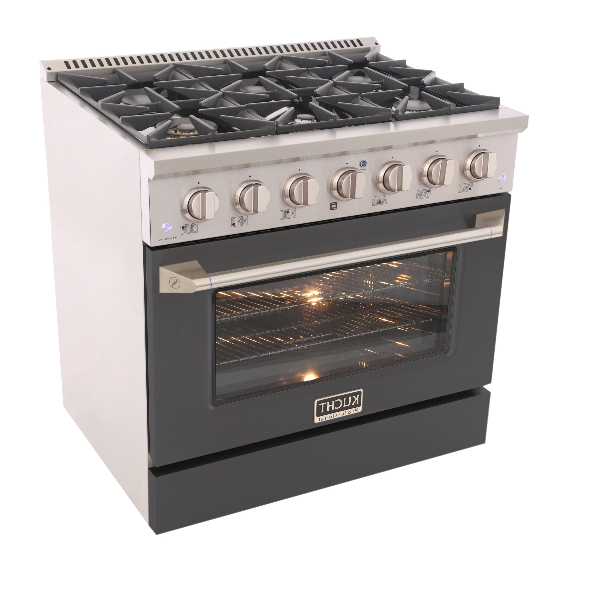 36 in. 5.2 cu. ft Dual Fuel Range for Propane Gas Sealed Burners in Cement Grey.