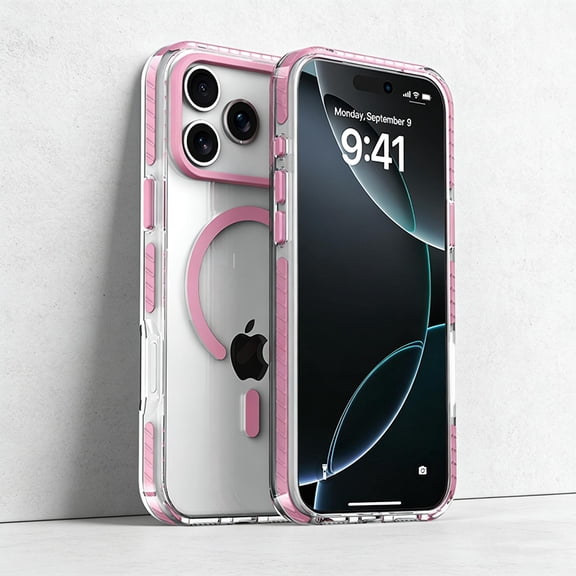 for iPhone 17 Pro Max Clear Case, Compatible with Mag-Safe, Anti-Yellowing Transparent Phone Cover, Military-Grade Protection, Shockproof Slim Magnetic Phone Cover for iPhone 17 Pro Max, Pink