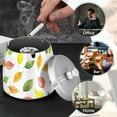 thumbnail image 4 of Yayeee Ashtray with Lid for Cigarette Smokeless Stainless Steel Home Ash Holder, Pink Colorful Leaves, 4 of 7